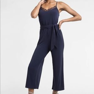 Express NWT Lace Trim Navy Jumpsuit
